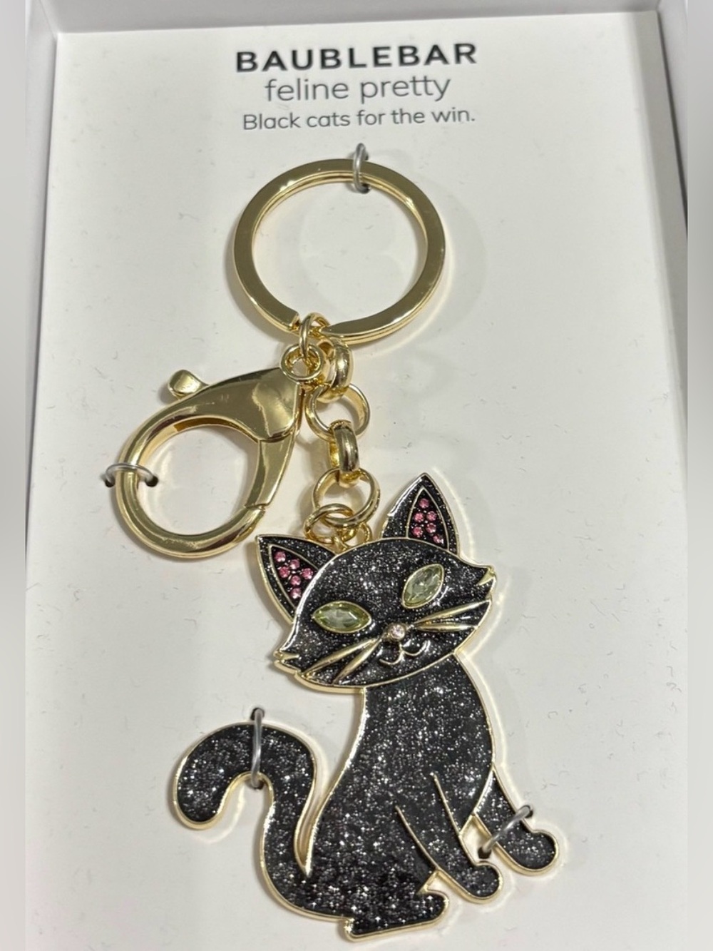 BaubleBar Feline Pretty Black Cat Keychain
